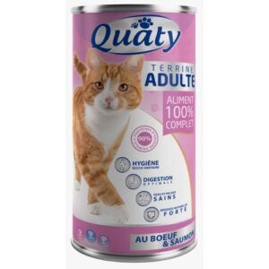 Quaty terrine au bœuf et saumon pour chats adulte