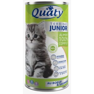 Quaty terrine au bœuf et saumon pour chats junior